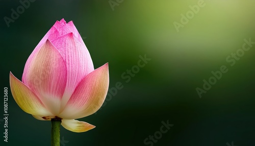 Water lily flower or pink lotus on blurred green background. Close-up