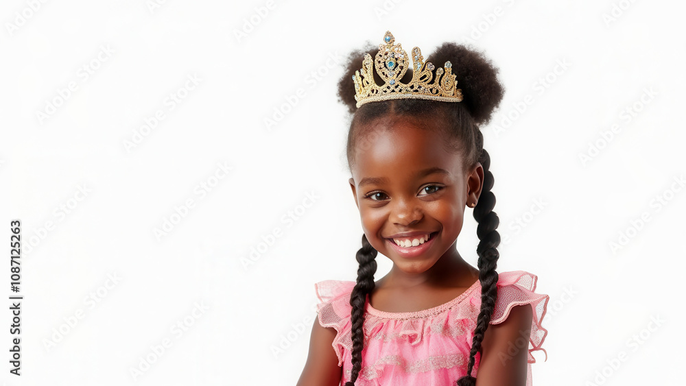 Cute happy little princess with copy space