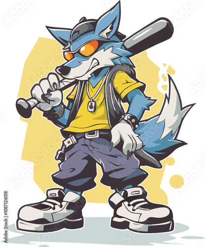 PrintWolves, baseball, graffiti, cartoon, vector, illustration, animal, fun, monster, funny, clown, art, woman, halloween, tiger, zombie, drawing, character, sport, mascot, comic