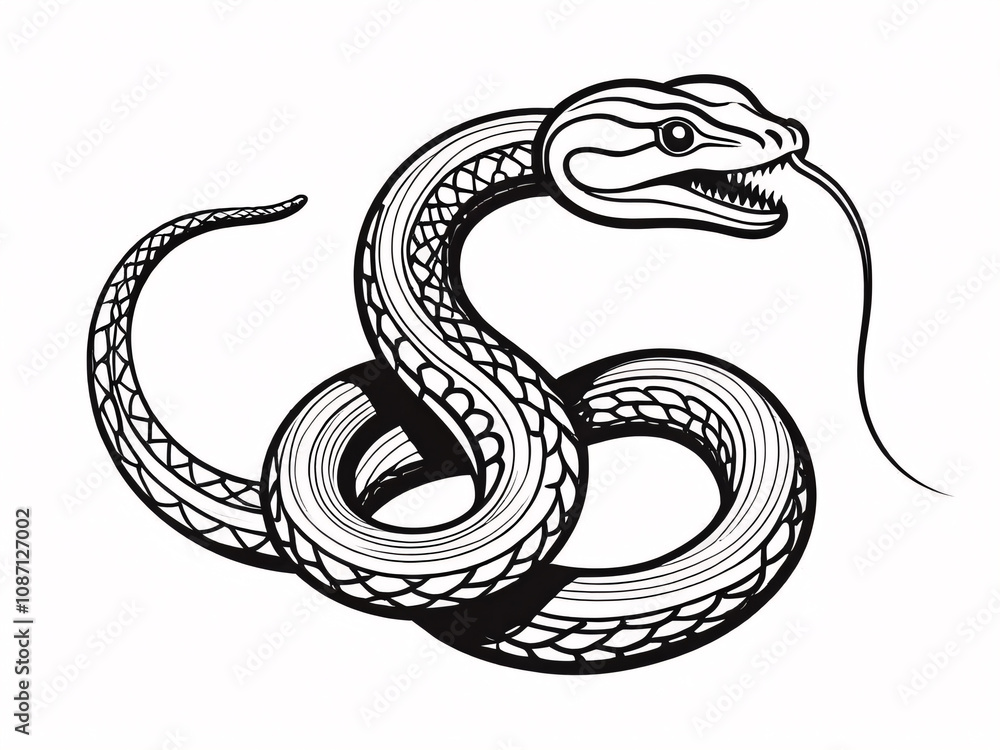 Fototapeta premium Snake drawing with white background