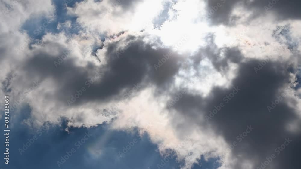 Changing and evaporating clouds moving across sky obscuring sun, cloudscape in time lapse Changing and evaporating clouds moving across sky obscuring sun, cloudscape in time lapse