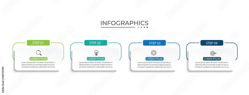 Process business infographic thin line with square template design with icons and 4 options or steps. Process business infographic thin line with square template design with icons and 4 options or steps.