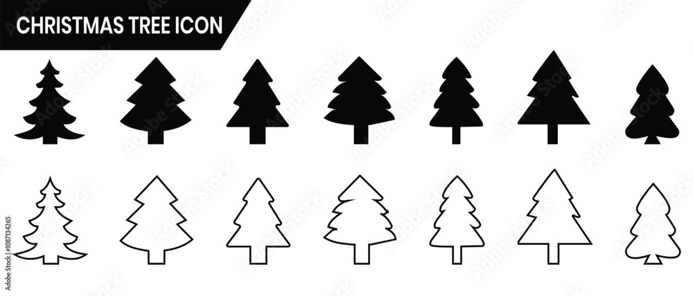 Christmas trees icon, vector set. Set of black Christmas tree icons silhouette design. Pine tree icon, vector, silhouette set. Pine, Christmas tree line icon. Tree vector illustration. Christmas trees icon, vector set. Set of black Christmas tree icons silhouette design. Pine tree icon, vector, silhouette set. Pine, Christmas tree line icon. Tree vector illustration.
