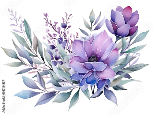 Fantastic Beautiful Lilac floral banner watercolor clipart illustration