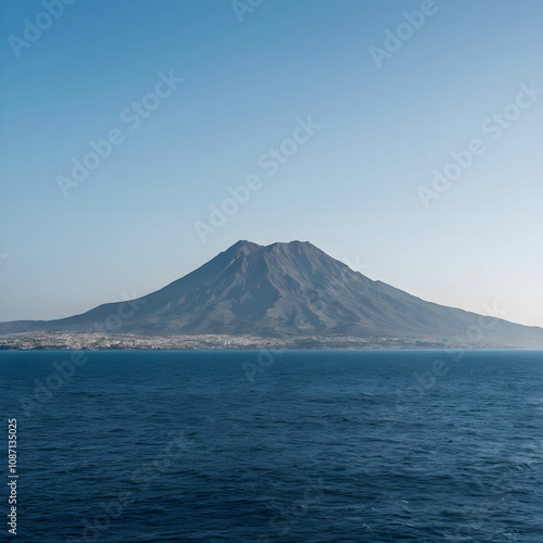 Beautiful shot of sea with a mountain in the distance and a clear sky