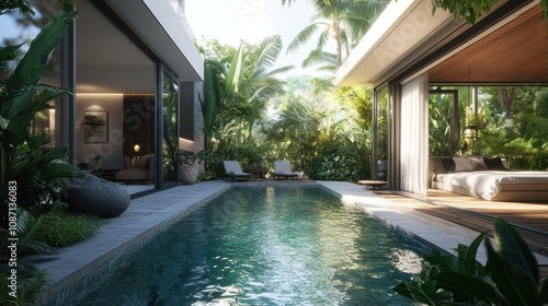 Wallpaper Mural Luxurious Tropical Pool Villa with Stunning Interior and Garden Torontodigital.ca