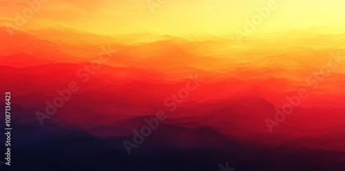 Abstract Gradient Landscape with Wavy Lines and Red, Orange, and Yellow Colors