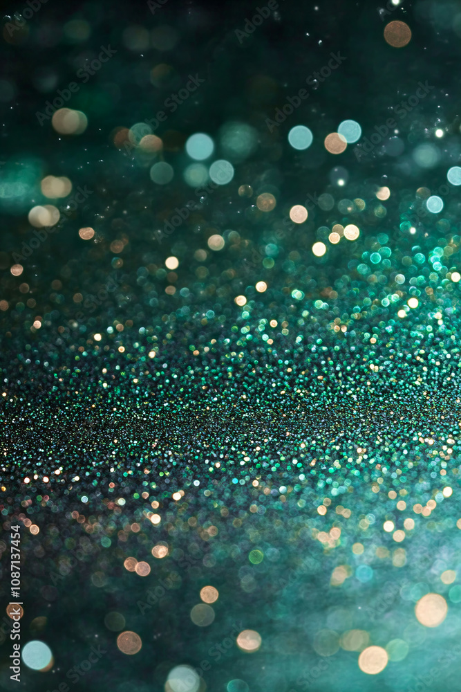 Abstract aquatic awe color glitter background with blurred bokeh. Luxury vertical template for new year, christmas, party or holiday cards with space for text. Abstract aquatic awe color glitter background with blurred bokeh. Luxury vertical template for new year, christmas, party or holiday cards with space for text.