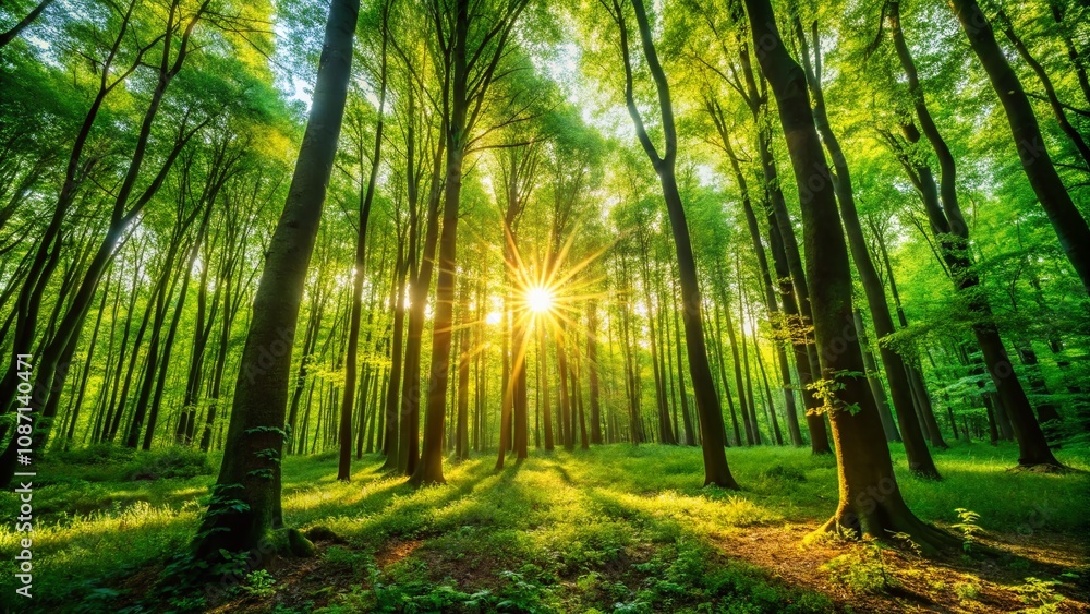 Serene Forest Panorama with Lush Green Trees Bathed in Bright Sunlight, Capturing the Tranquility and Beauty of Nature in Silhouette Photography Serene Forest Panorama with Lush Green Trees Bathed in Bright Sunlight, Capturing the Tranquility and Beauty of Nature in Silhouette Photography