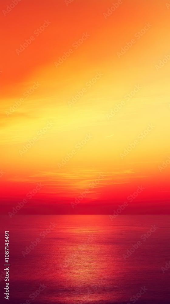 Vibrant Sunset over a Calm Sea with a Gradient of Red, Orange, and Yellow Hues Vibrant Sunset over a Calm Sea with a Gradient of Red, Orange, and Yellow Hues