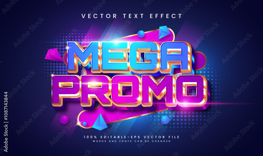 Fototapeta premium Mega sale editable vector text effect, suitable for promotion product or marketing needs.