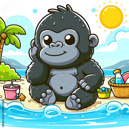 gorilla on the beach