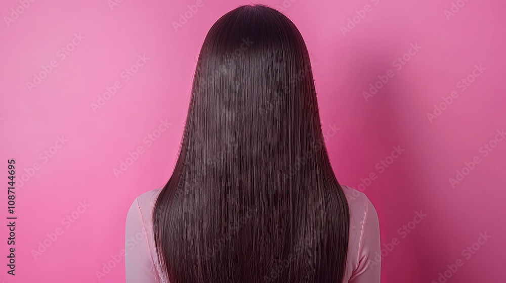 Smooth Hair Against Pink Background Smooth Hair Against Pink Background