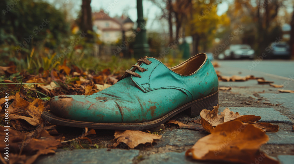Loneliness and Its Link to Sadness. An abandoned teal shoe rests on a leaf-strewn sidewalk, blending nature with urbanity, evoking a sense of nostalgia and neglect. Loneliness and Its Link to Sadness. An abandoned teal shoe rests on a leaf-strewn sidewalk, blending nature with urbanity, evoking a sense of nostalgia and neglect.