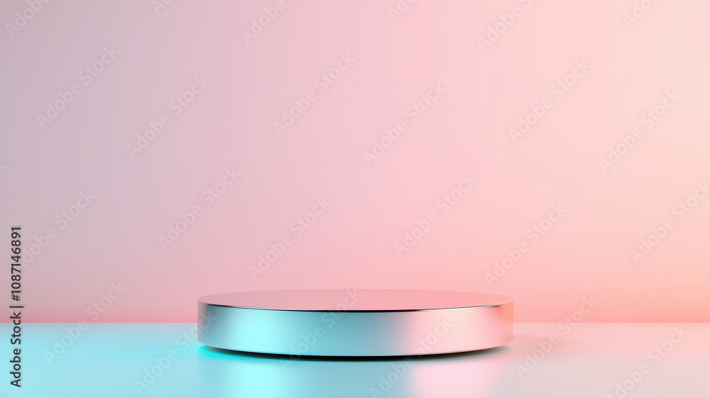 Minimalist geometric silver podium with soft pastel background, ideal for showcasing products or art. serene colors create calming atmosphere Minimalist geometric silver podium with soft pastel background, ideal for showcasing products or art. serene colors create calming atmosphere