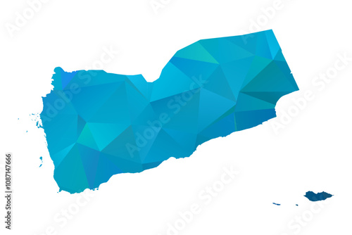 Map of Yemen - Blue Geometric Rumpled Triangular , Polygonal Design For Your. Vector illustration eps 10.
