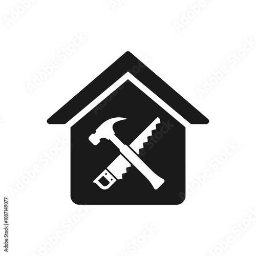 House renovation. Home repair icon flat style isolated on white background. Vector illustration