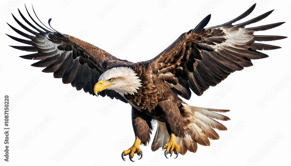 Majestic Bald Eagle Portrait on White Background Wildlife Photography Concept. Majestic Bald Eagle Portrait on White Background Wildlife Photography Concept.