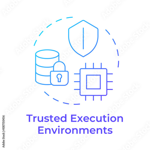 Trusted execution environments blue gradient concept icon. Privacy enhancing technologies. Secure data processing. Round shape line illustration. Abstract idea. Graphic design. Easy to use in article