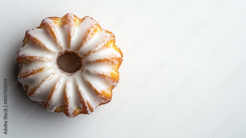 Fresh Bundt Cake with Icing on White Background Fresh Bundt Cake with Icing on White Background