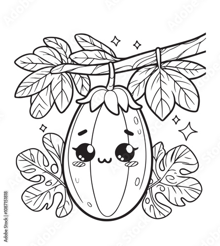 Coloring page papaya on the tree