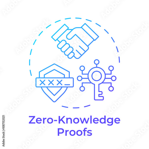 Zero-knowledge proofs blue gradient concept icon. Type of privacy enhancing technologies. Secure verification. Round shape line illustration. Abstract idea. Graphic design. Easy to use in article