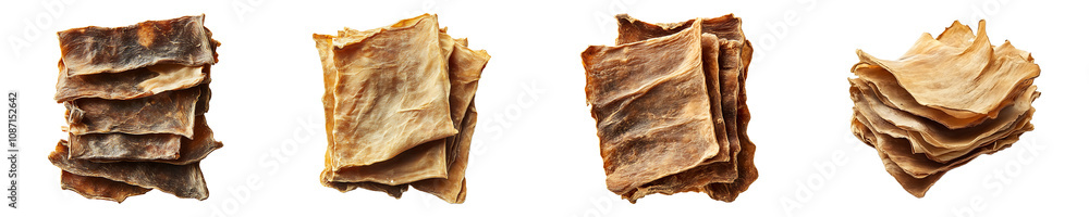 Collection, Set of Dried Cattle Casing isolated on transparent background. Collection, Set of Dried Cattle Casing isolated on transparent background.