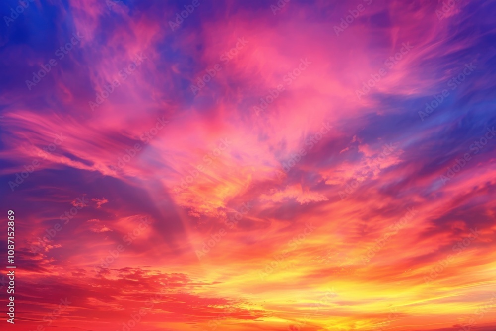 Fototapeta premium Sunset Paints Sky with Vivid Colors, Majestic Cloudscape at Dusk