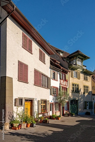 Obraz na płótnie Gasse in der Altstadt von Basel in der Schweiz w salonie