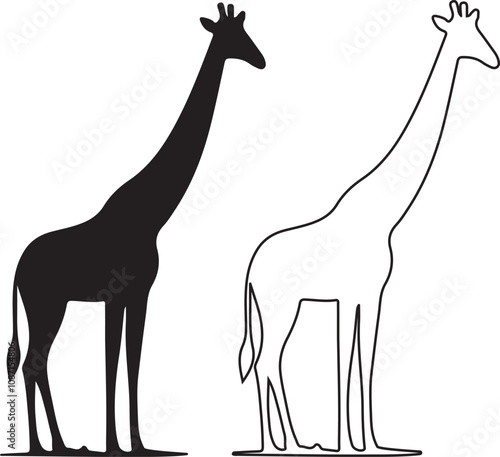 Photography giraffe animal icon silhouette vector art illustration