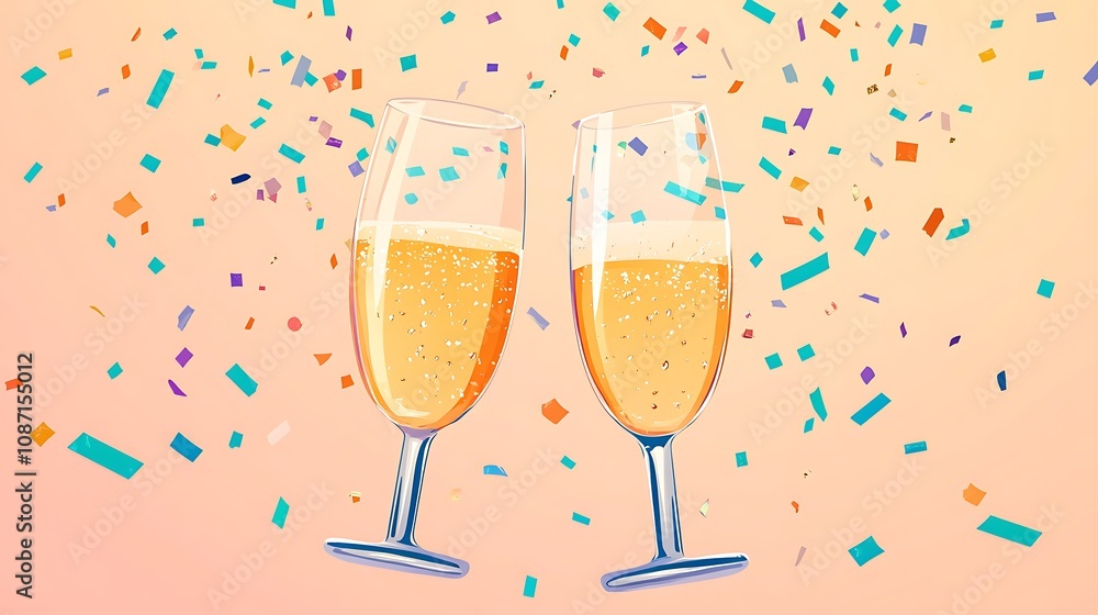 Champagne Flutes with Confetti Champagne Flutes with Confetti