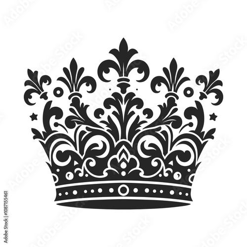Stylish Crown Vector, Black Silhouettes of Diverse Crown Designs for Marketing and Branding