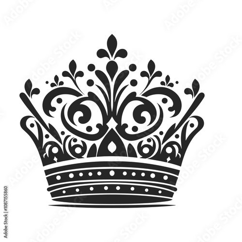 Stylish Crown Vector, Black Silhouettes of Diverse Crown Designs for Marketing and Branding
