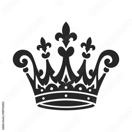 Elegant Crown Silhouettes Vector, Perfect for Decorative Themes and Royal Branding on Black and White Background