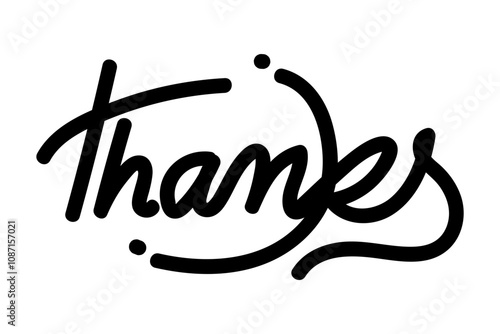 Vector hand written Thanks calligraphy on transparent background