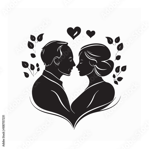 Romantic Old Couple Design Logo Vector Isolated on white background.