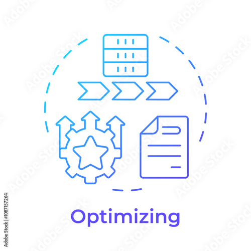 Optimizing stage blue gradient concept icon. Data governance maturity model. Continuous improvement. Round shape line illustration. Abstract idea. Graphic design. Easy to use in article