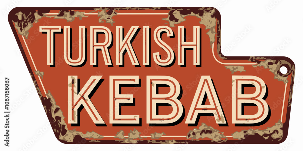 Fototapeta premium Rustic Turkish Kebab Metal Sign
