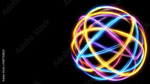 Dynamic light trails abstract art digital design dark background vibrant colors modern aesthetics