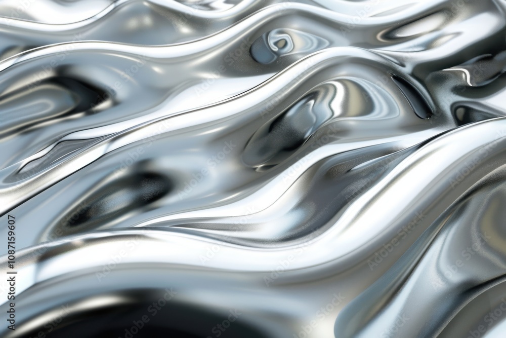 Silver Liquid Metal Flows Smoothly, Creating a Visually Stunning Effect Silver Liquid Metal Flows Smoothly, Creating a Visually Stunning Effect