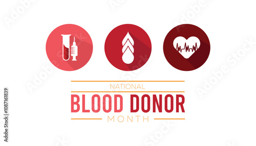 National Blood Donor Month observed each year during January. Healthcare Medical Awareness concept. Vector template for banner, greeting card, poster with background.
