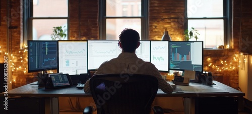 Wallpaper Mural Nightly Data Analysis Session in a Cozy Loft Office Torontodigital.ca