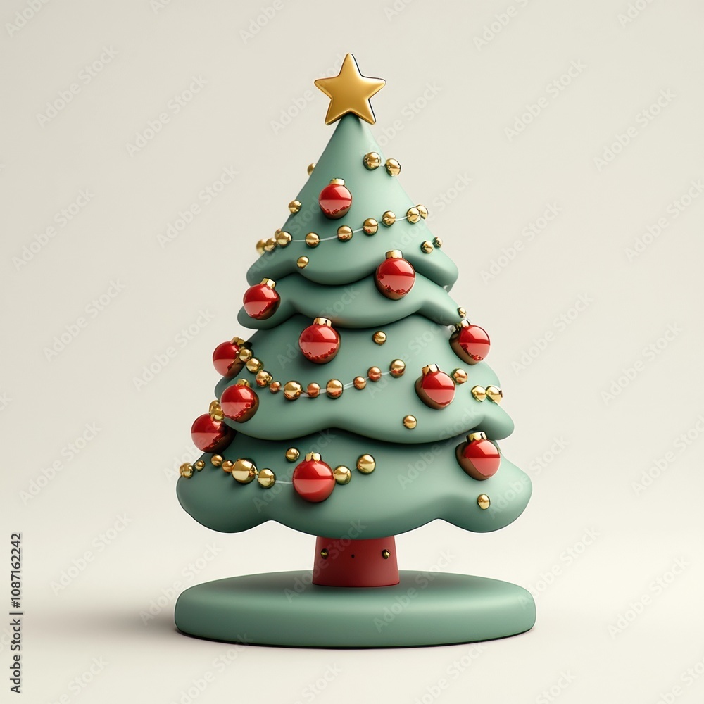 Festive Teal Christmas Tree 3D Render Festive Teal Christmas Tree 3D Render