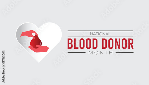 National Blood Donor Month observed each year during January. Healthcare Medical Awareness concept. Vector template for banner, greeting card, poster with background.