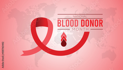 National Blood Donor Month observed each year during January. Healthcare Medical Awareness concept. Vector template for banner, greeting card, poster with background.