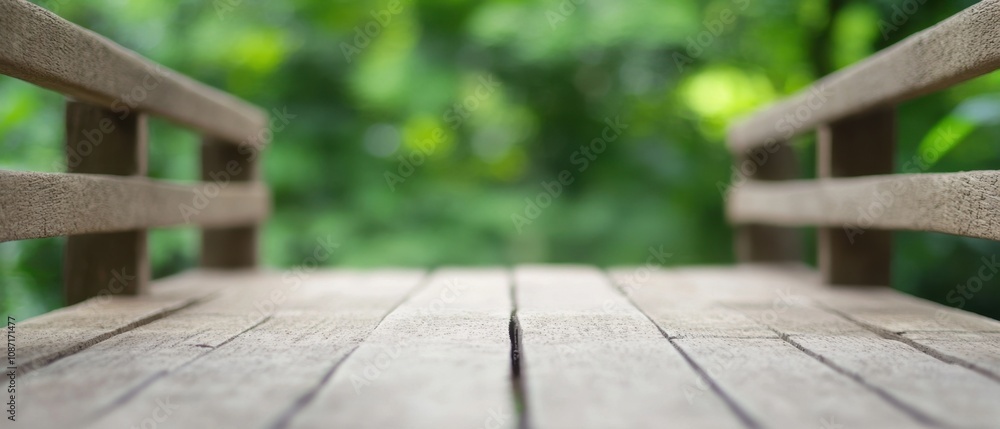 A close-up view of a wooden bridge surrounded by lush greenery in a tranquil nature setting on a sunny day A close-up view of a wooden bridge surrounded by lush greenery in a tranquil nature setting on a sunny day