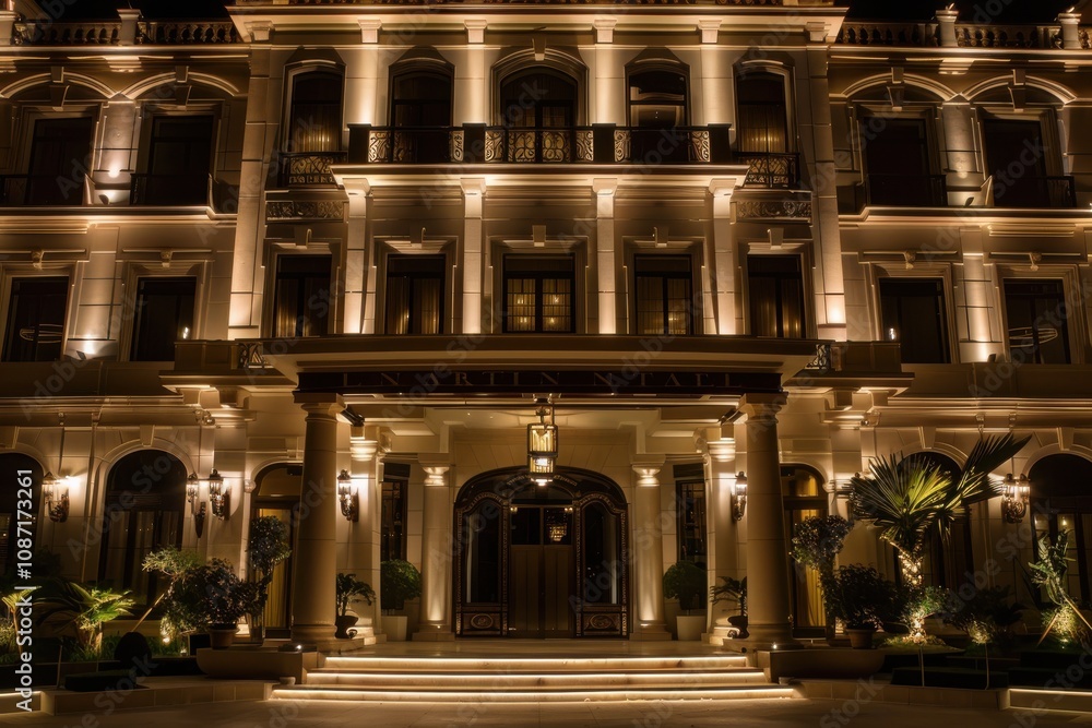 Elegant Building Illuminates Night with Architectural Lighting Design Beautifully Elegant Building Illuminates Night with Architectural Lighting Design Beautifully