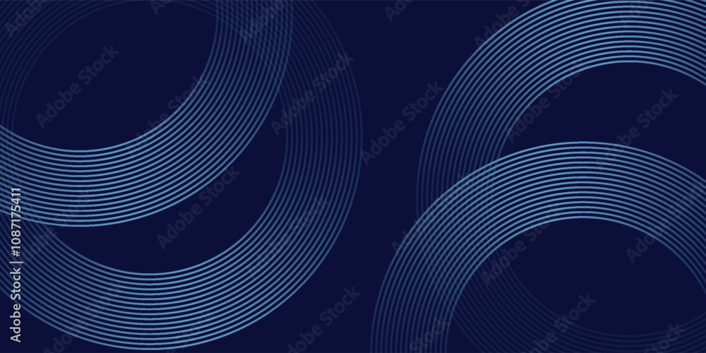 Abstract blue glowing geometric lines on dark blue background. Modern shiny blue circle lines pattern. Futuristic technology concept. Suit for cover, poster, Abstract blue glowing geometric lines on dark blue background. Modern shiny blue circle lines pattern. Futuristic technology concept. Suit for cover, poster,