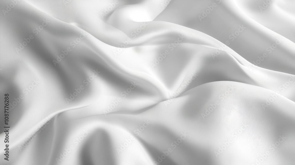 Fototapeta premium Elegant and Soft White Silk Fabric Draped Beautifully in Natural Light, Showcasing Texture and Depth in a Luxurious and Serene Setting