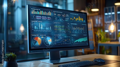 Streamlined Business Analytics: CRM Dashboard with Detailed Graphs for Enhanced Decision-Making. Ideal for presentations, reports, and website illustrating data analysis and CRM software solutions